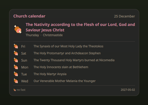 The Nativity on the old calendar