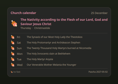 The Nativity on the old calendar