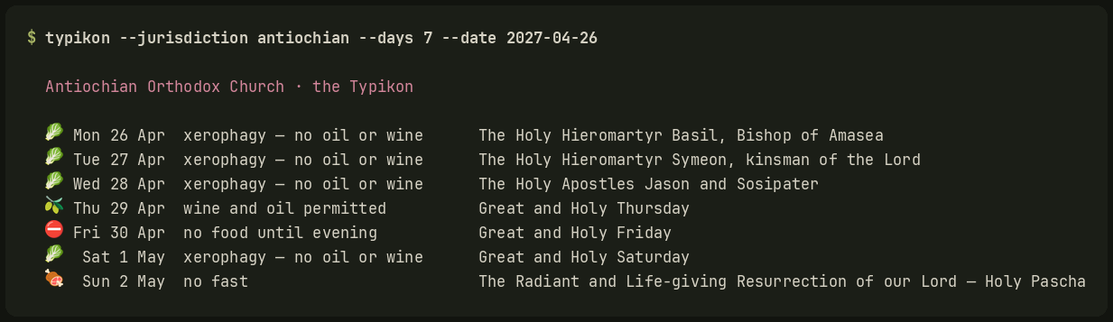 typikon on the command line